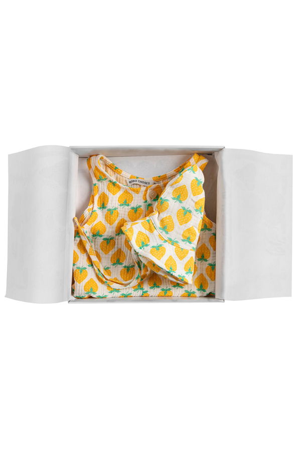 KIDS Bobo Choses Baby Two Piece Strawberry Print Gift Set - Yellow