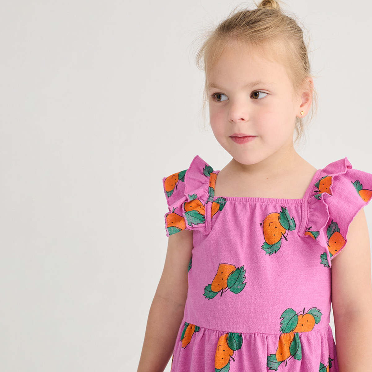 KIDS Bobo Choses All Over Tangerine Print Dress - Purple - Image 5 of 5
