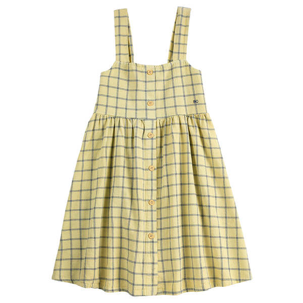 KIDS Bobo Choses Spicy Window Pane Print Dress - Yellow