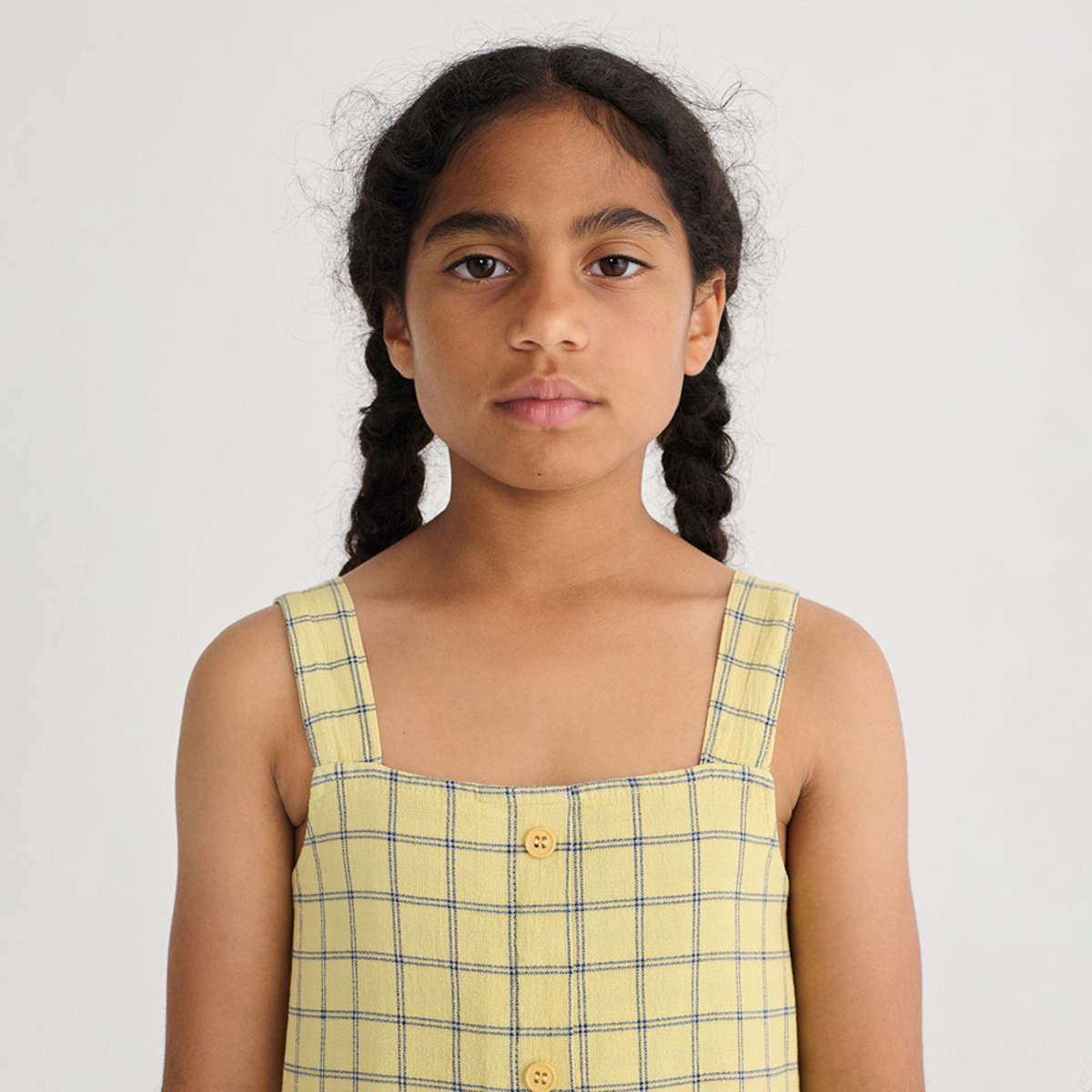 KIDS Bobo Choses Spicy Window Pane Print Dress - Yellow - Image 5 of 5
