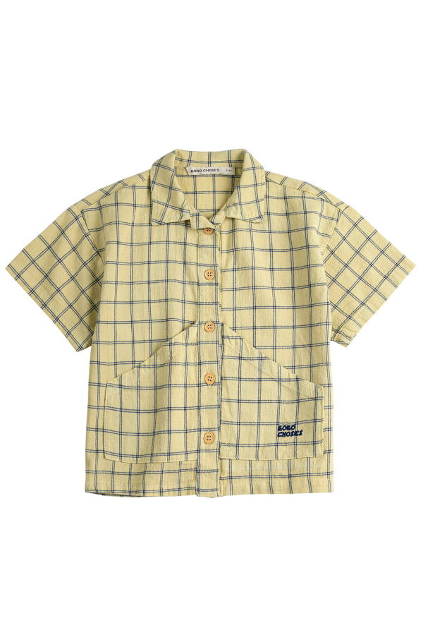 KIDS Bobo Choses Spicy Window Pane Print Shirt - Yellow