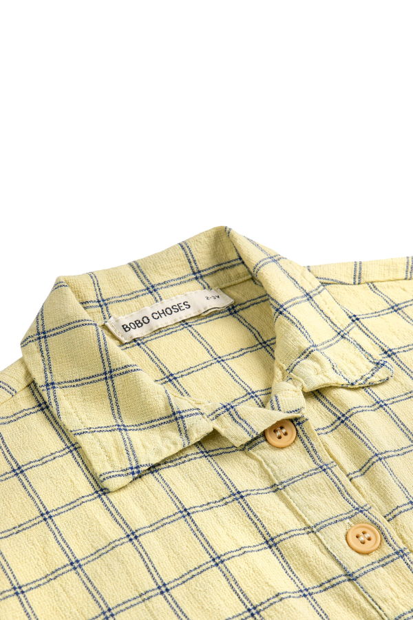 KIDS Bobo Choses Spicy Window Pane Print Shirt - Yellow
