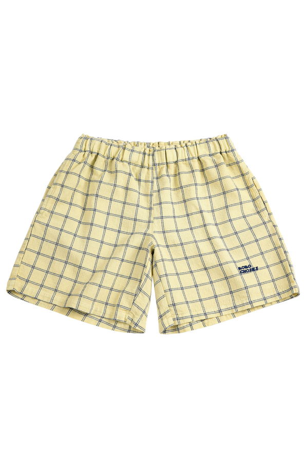 KIDS Bobo Choses Child Shorts Spicy Window Pane Print - Yellow
