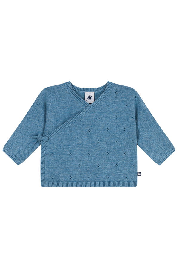 KIDS Petit Bateau Baby Wrap Cardigan - Adriatic Blue