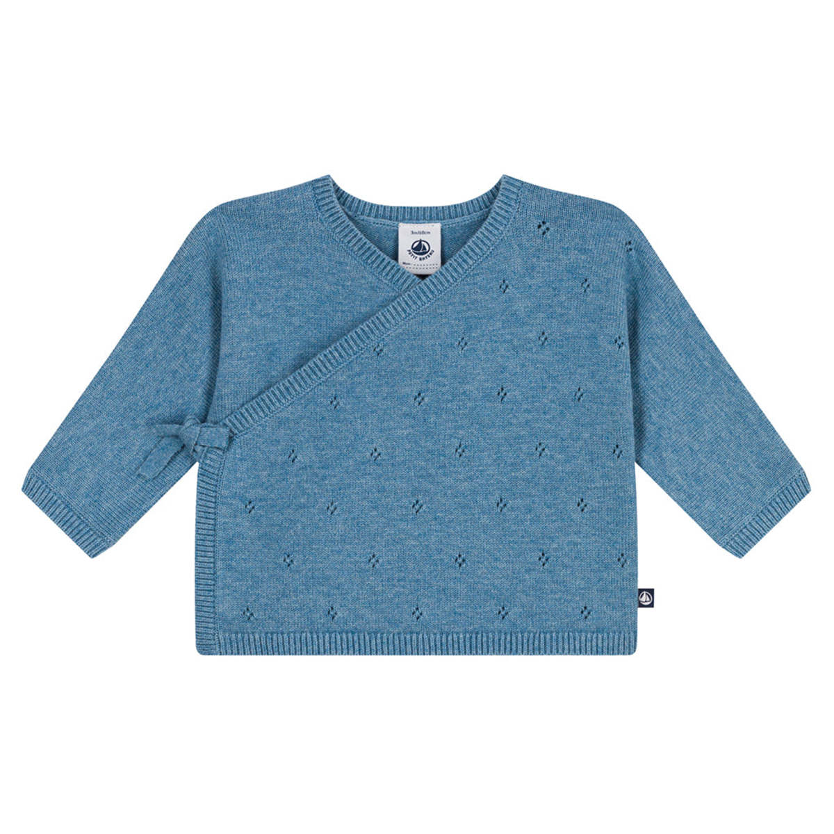 KIDS Petit Bateau Baby Wrap Cardigan - Adriatic Blue - Image 1 of 6