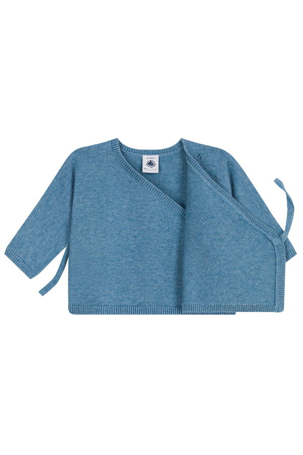 KIDS Petit Bateau Baby Wrap Cardigan - Adriatic Blue