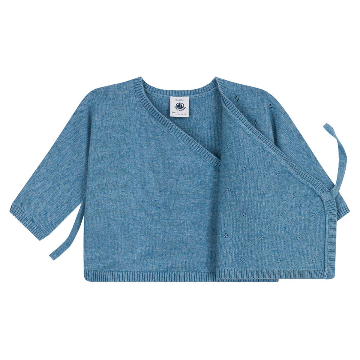KIDS Petit Bateau Baby Wrap Cardigan - Adriatic Blue - Image 2 of 6