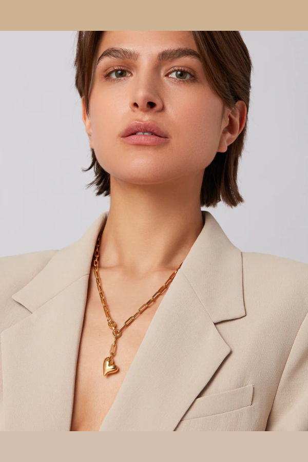 Jenny Bird Puffy Heart Necklace - Gold