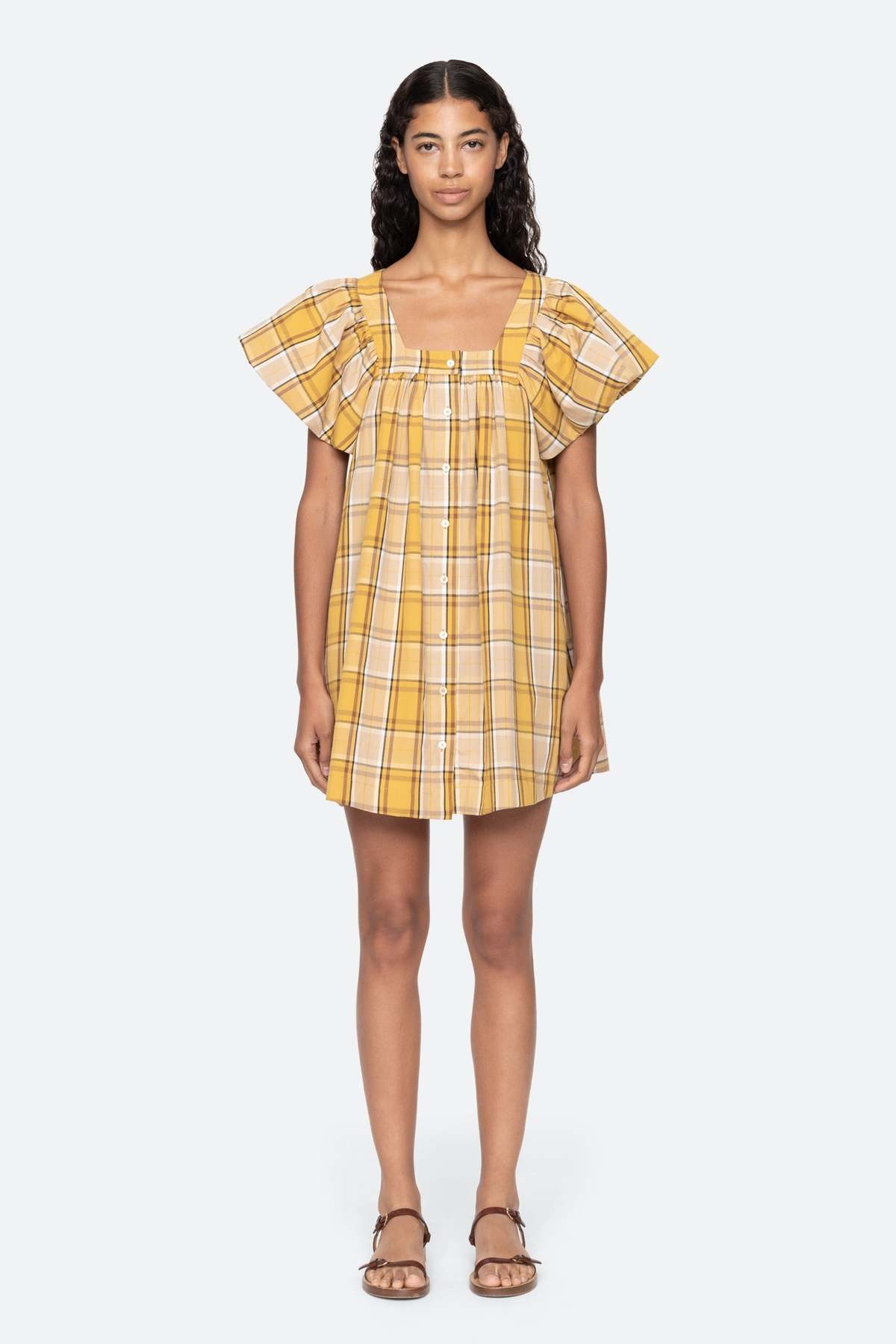 Sea NY Copeland Mini Dress - Yellow Plaid - Image 3 of 7