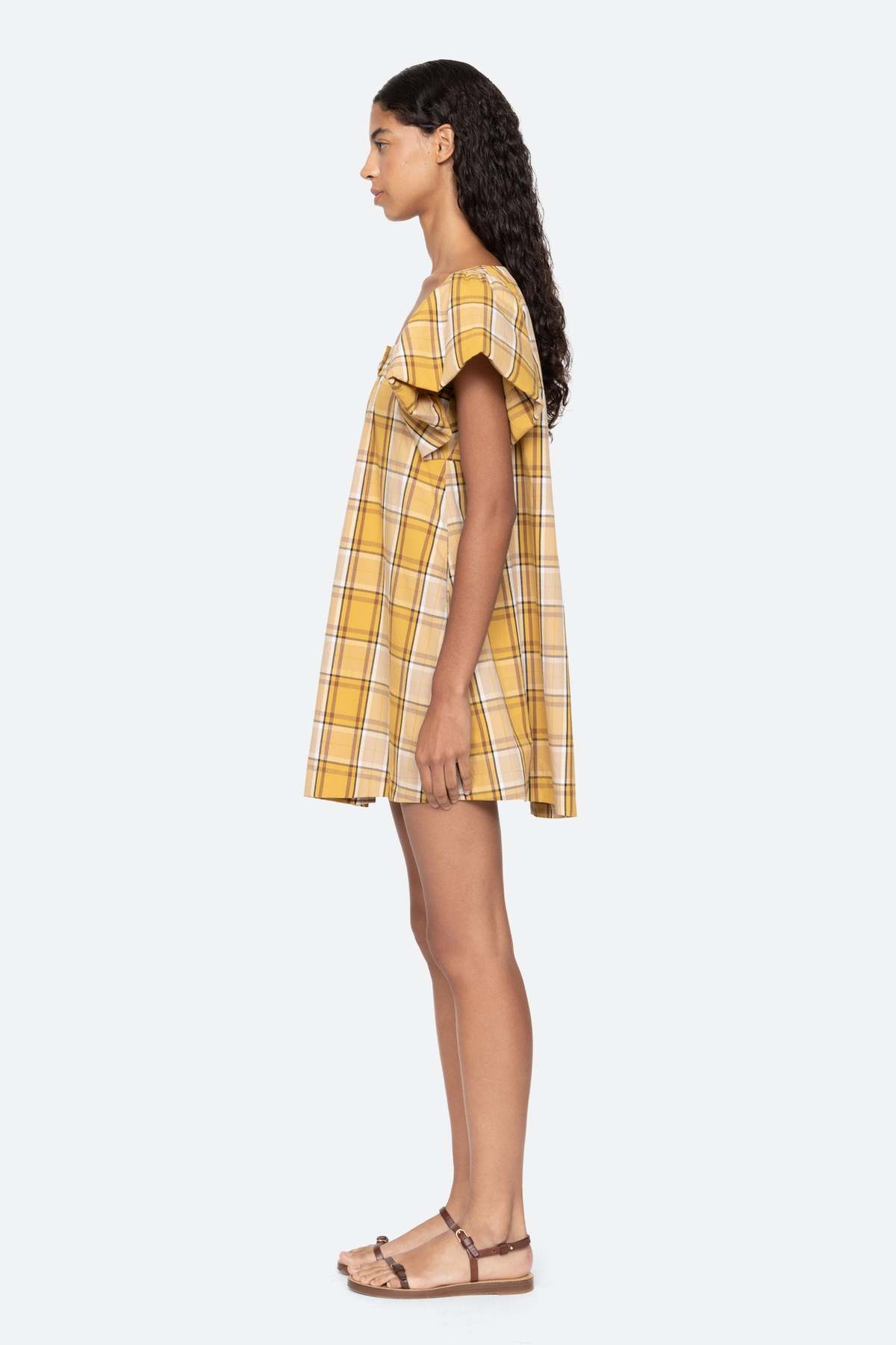 Sea NY Copeland Mini Dress - Yellow Plaid - Image 4 of 7