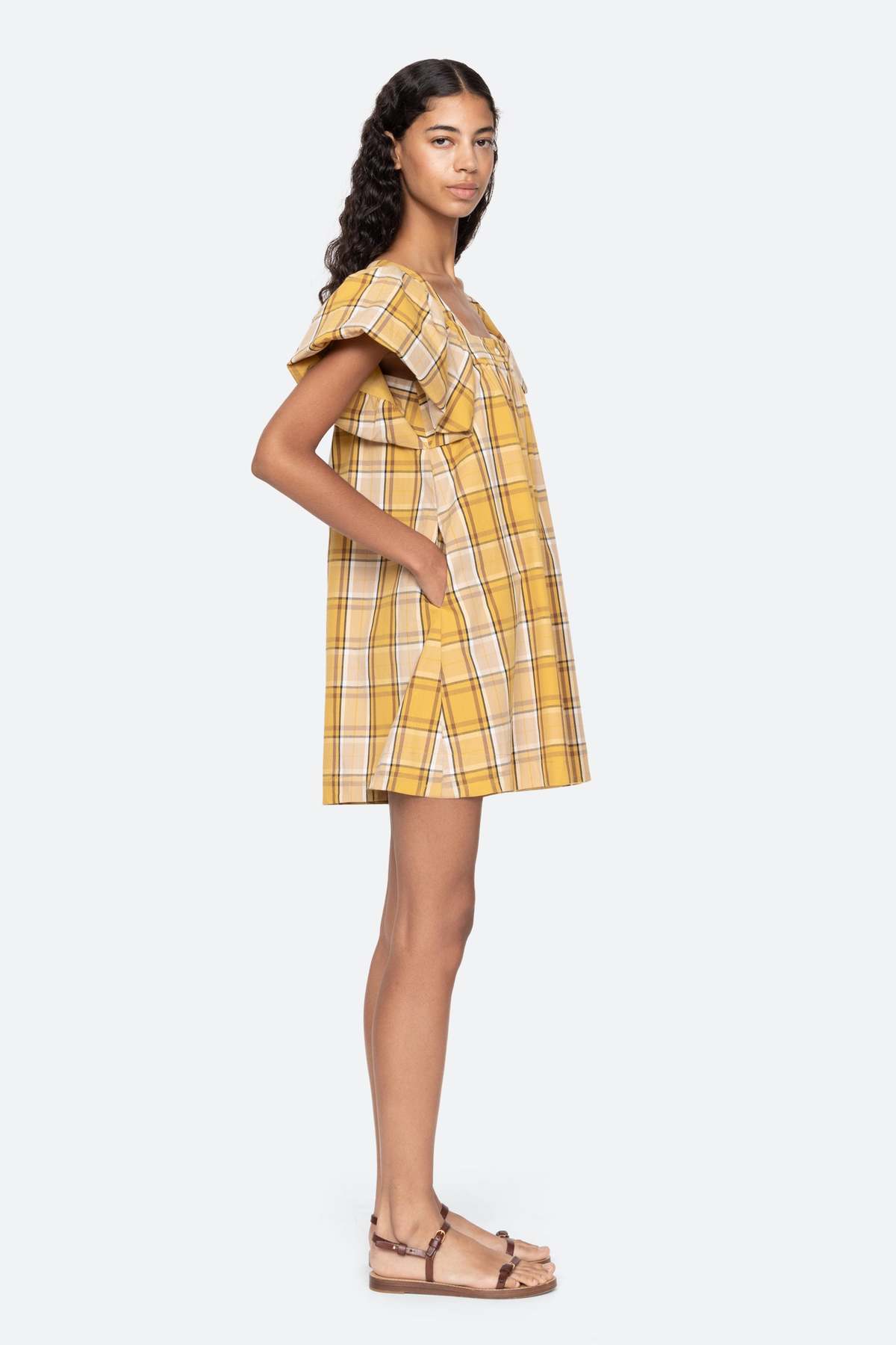 Sea NY Copeland Mini Dress - Yellow Plaid - Image 5 of 7