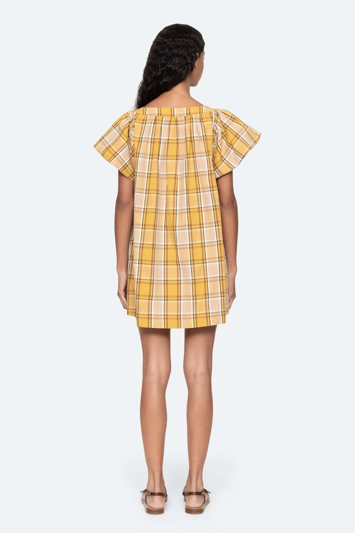 Sea NY Copeland Mini Dress - Yellow Plaid - Image 6 of 7