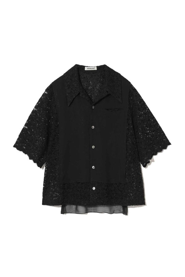 Undercover Cotton And Rayon Lace Shirt - Black