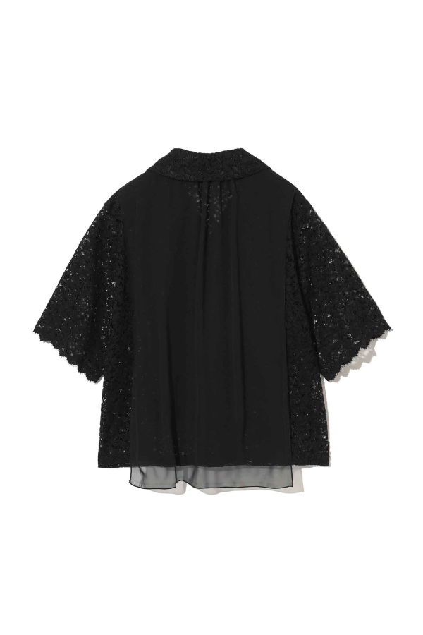Undercover Cotton And Rayon Lace Shirt - Black