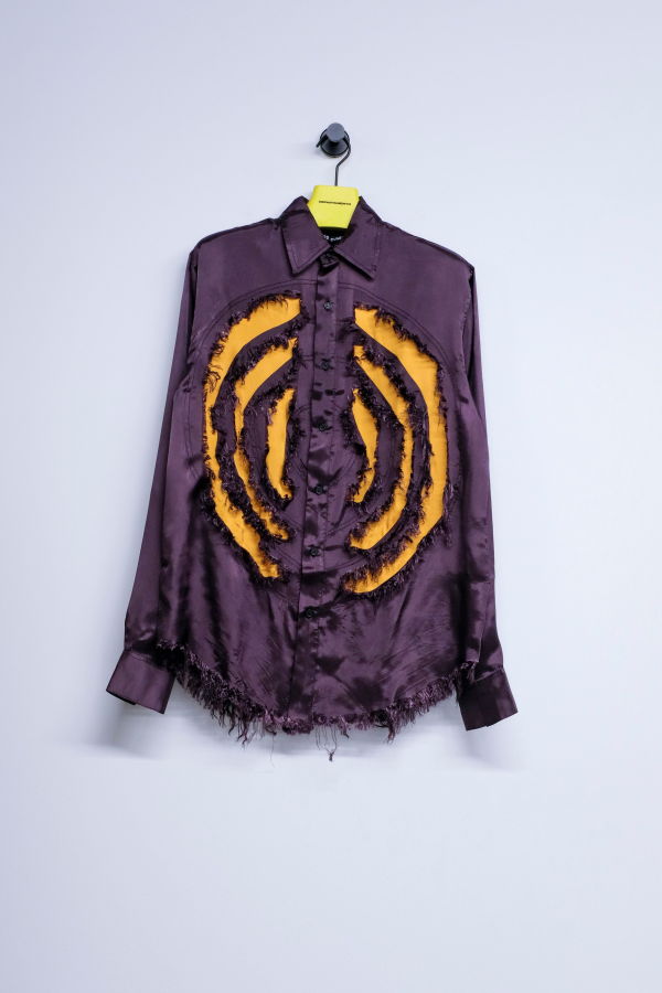 Edward Cuming Aubergine Orange Viscose Twill Vortex Lung Shirt