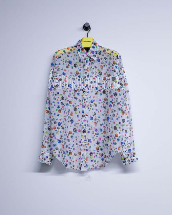 Edward Cuming Confetti White Voile Shower Bead Heart Throb Shirt Edward Cuming Confetti White Voile Shower Bead Heart Throb Shirt