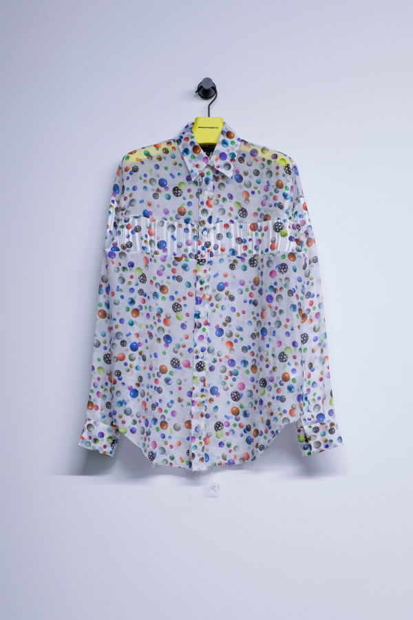 Edward Cuming Confetti White Voile Shower Bead Heart Throb Shirt