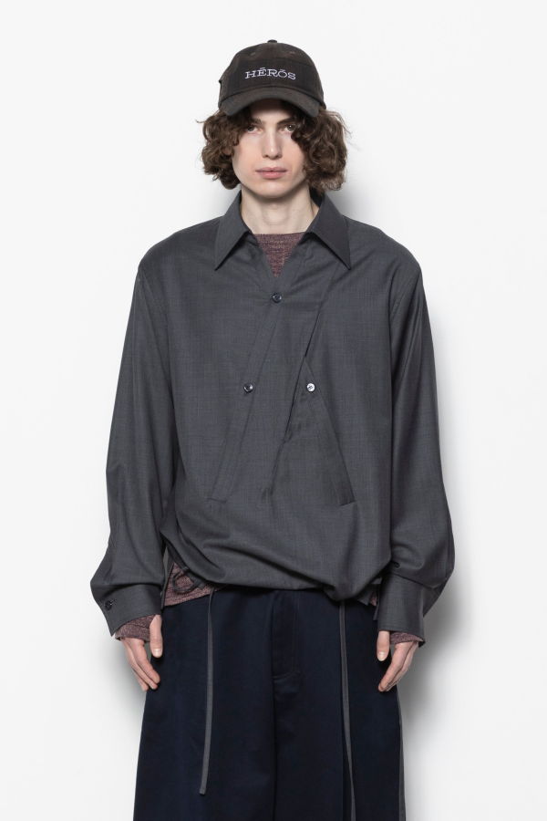 Nullus Crossed Over Shirt - Grey