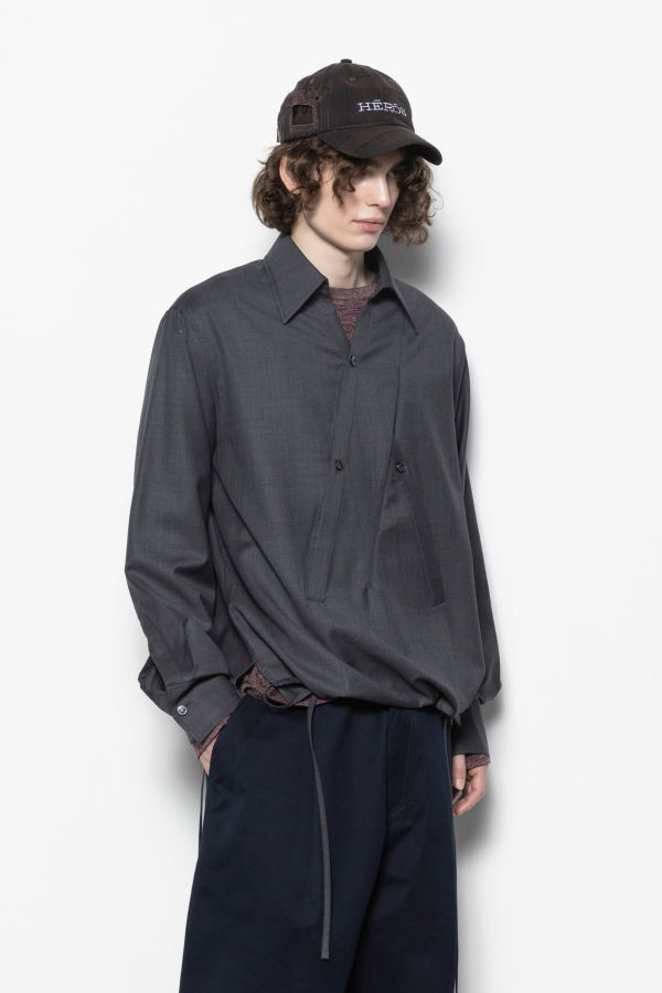 Nullus Crossed Over Shirt - Grey