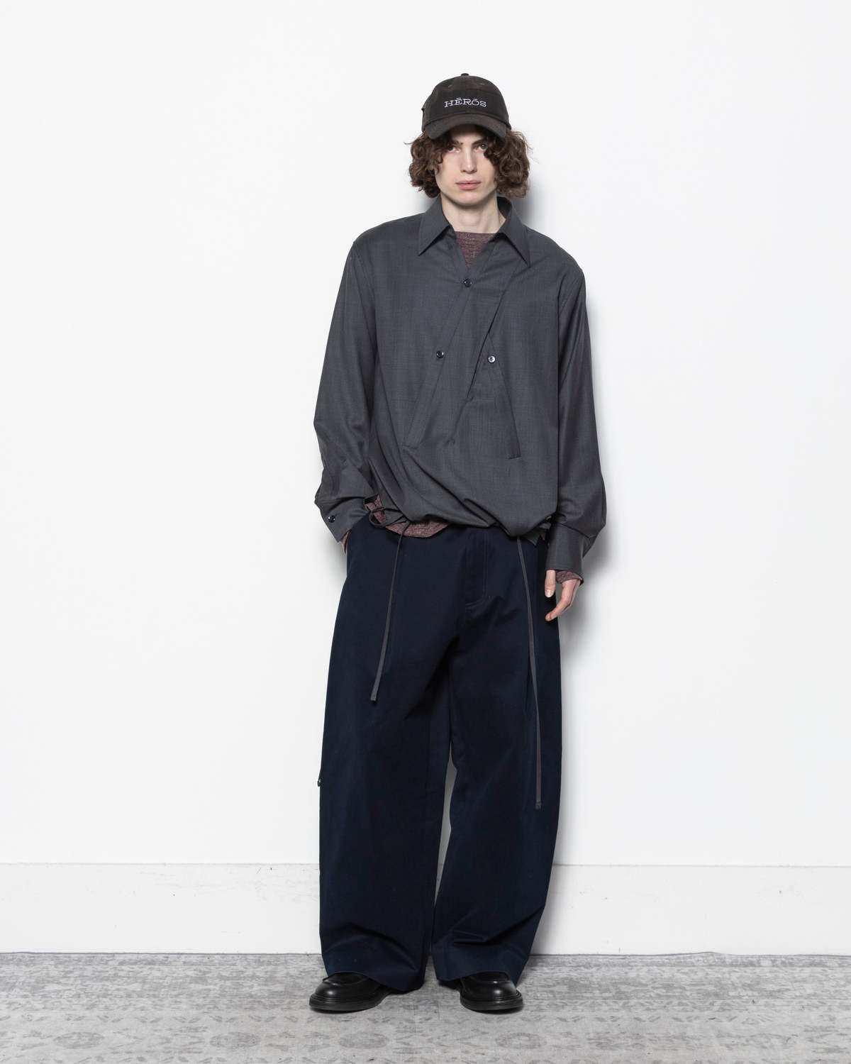 Nullus Crossed Over Shirt - Grey | Garmentory