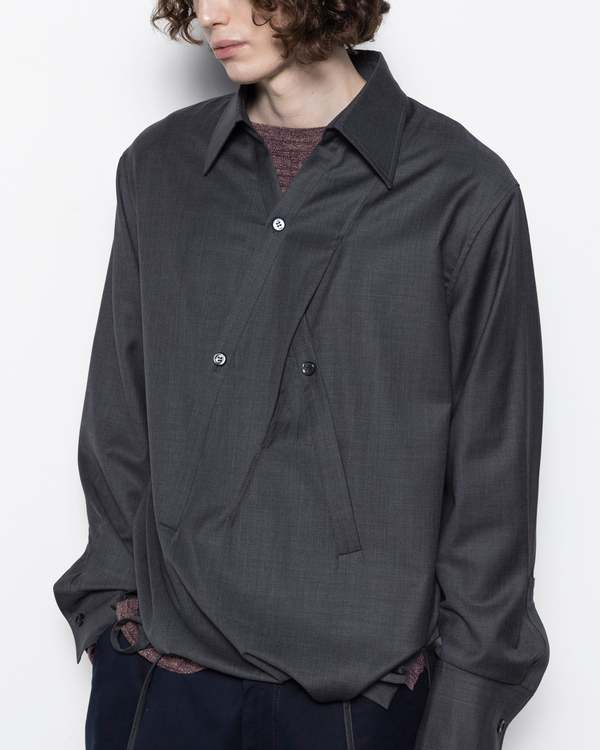 Nullus Crossed Over Shirt - Grey | Garmentory