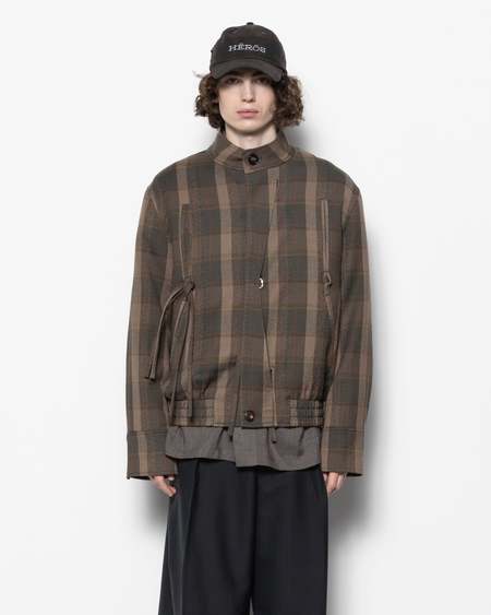 Nullus Deconstructed Stand Collar 6 Pocket Jacket - Dark Grey