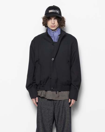 Nullus Deconstructed Stand Collar 6 Pocket Jacket - Dark Grey