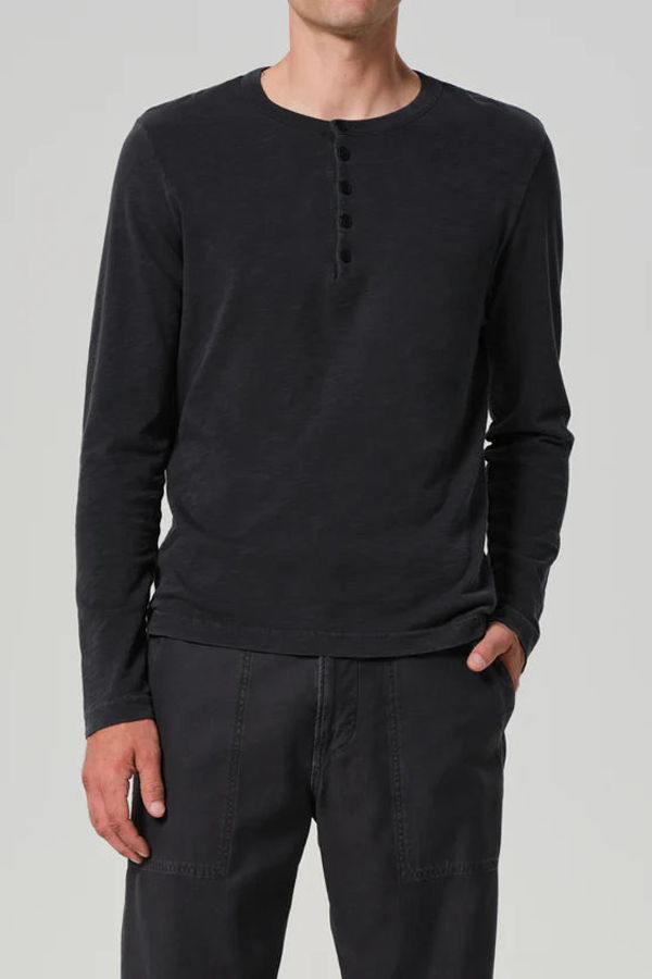 Citizens of Humanity Classic Henley Top - Washed Black