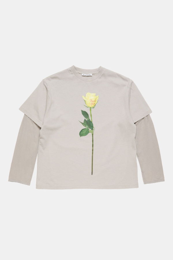 Acne Studios Layered Graphic T-Shirt - Light Grey