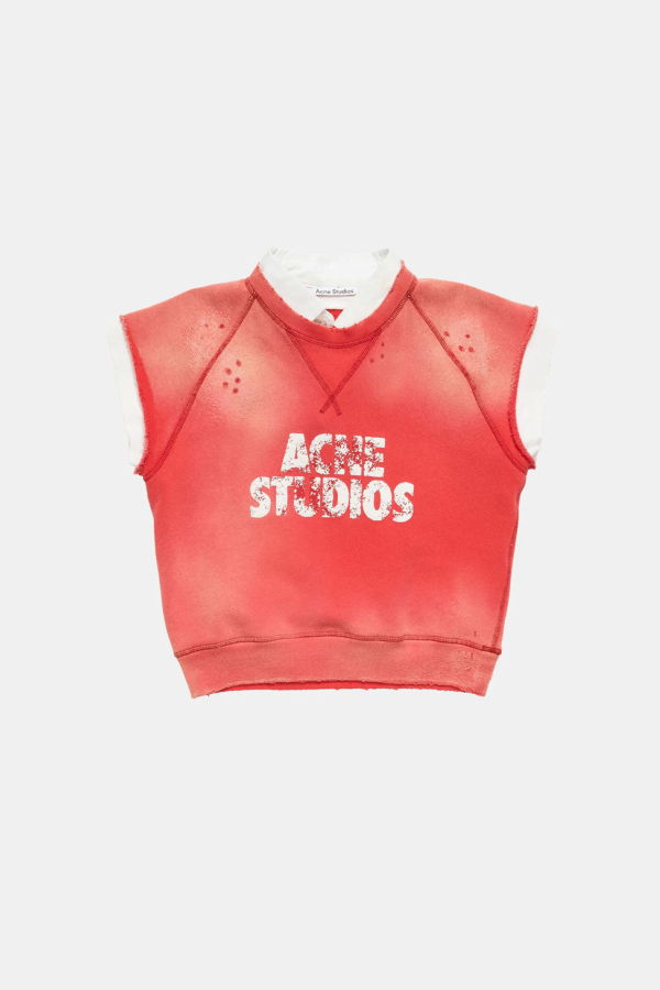 Acne Studios Fleece Logo Vest - Red/White