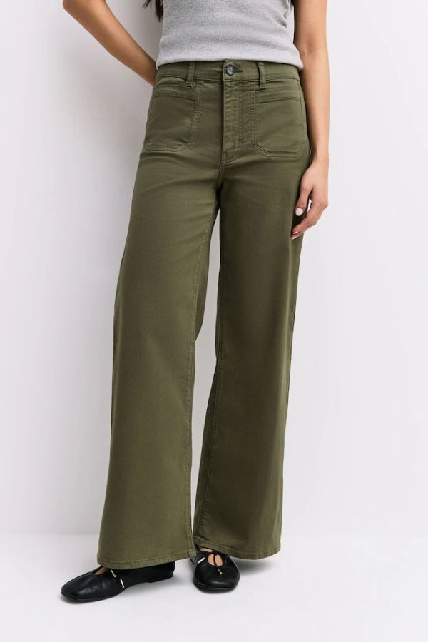 Frame Le Slim Palazzo Modern Pocket Flare Jeans - Grasshopper