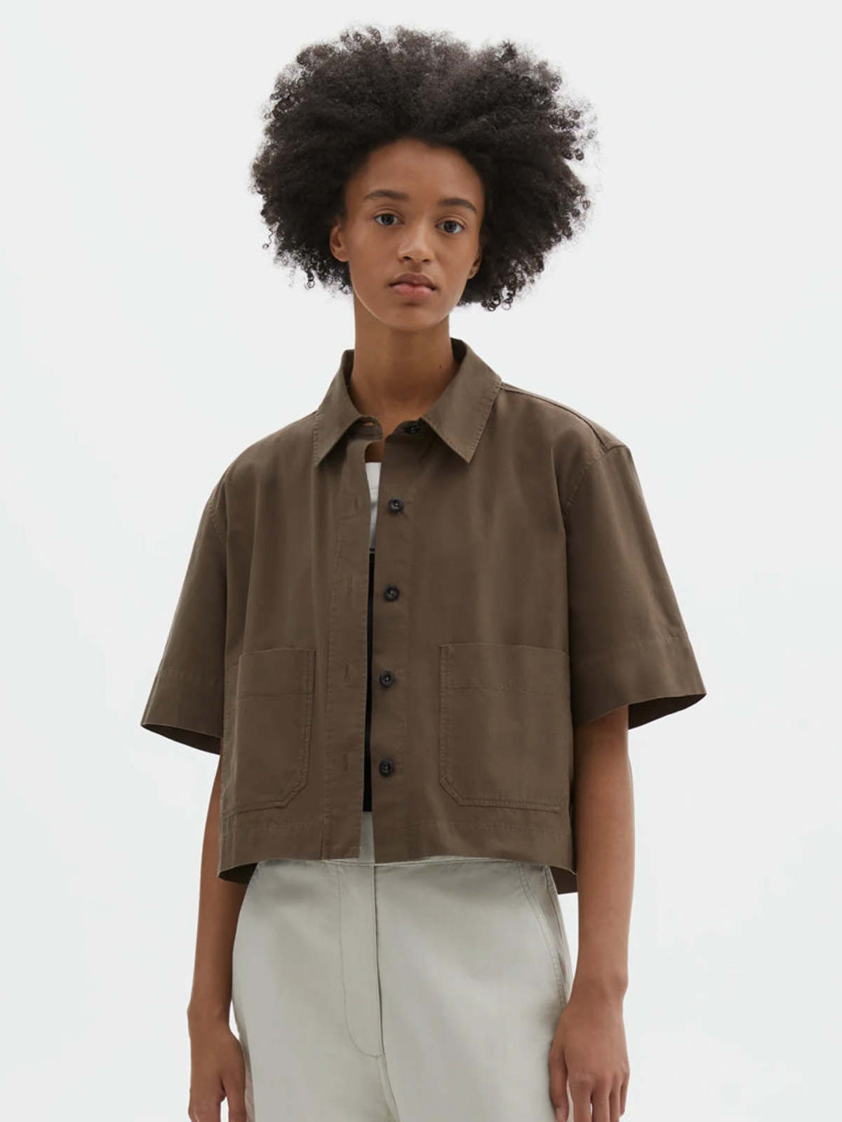 MHL by Margaret Howell Cropped Uniform Shirt - Umber - Image 1 of 6