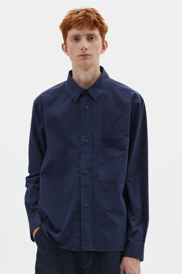 MHL by Margaret Howell Overall Shirt in Cotton Twill - Midnight