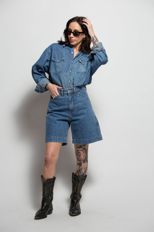 Wrangler Denim Pearl Snap Shirt - Denim Blue