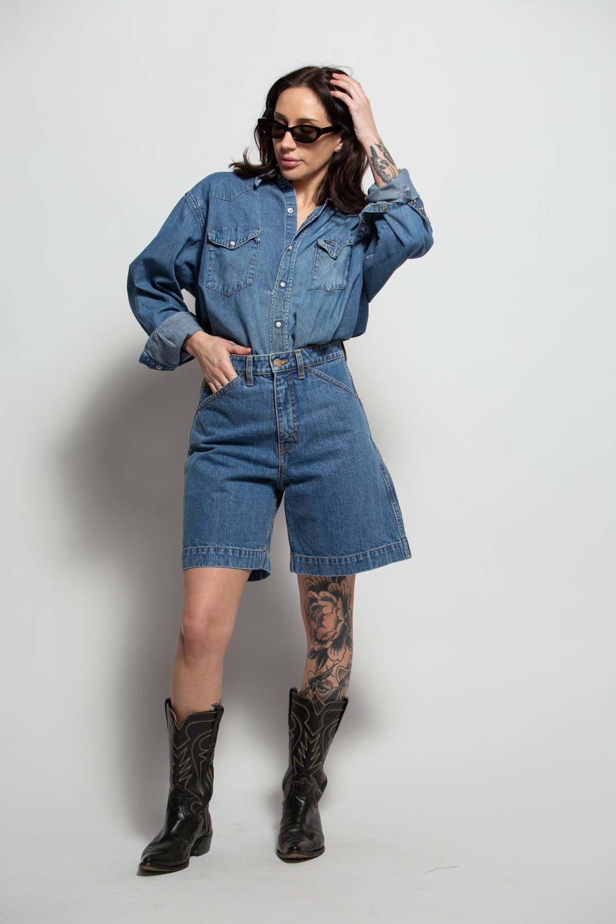 Wrangler Denim Pearl Snap Shirt - Denim Blue - Image 1 of 6