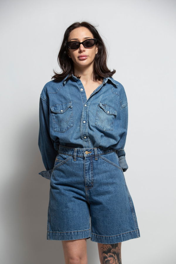 Wrangler Denim Pearl Snap Shirt - Denim Blue