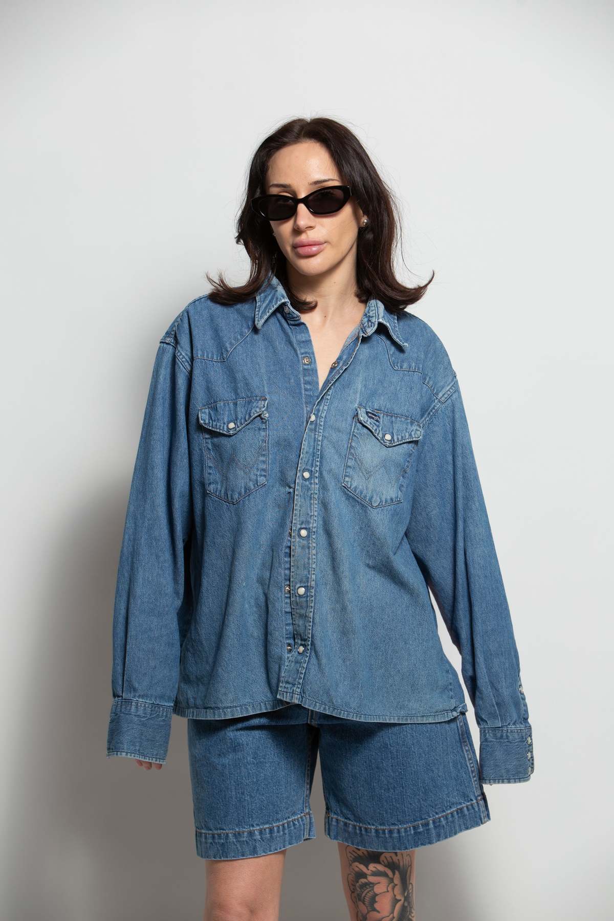 Wrangler Denim Pearl Snap Shirt - Denim Blue - Image 5 of 6