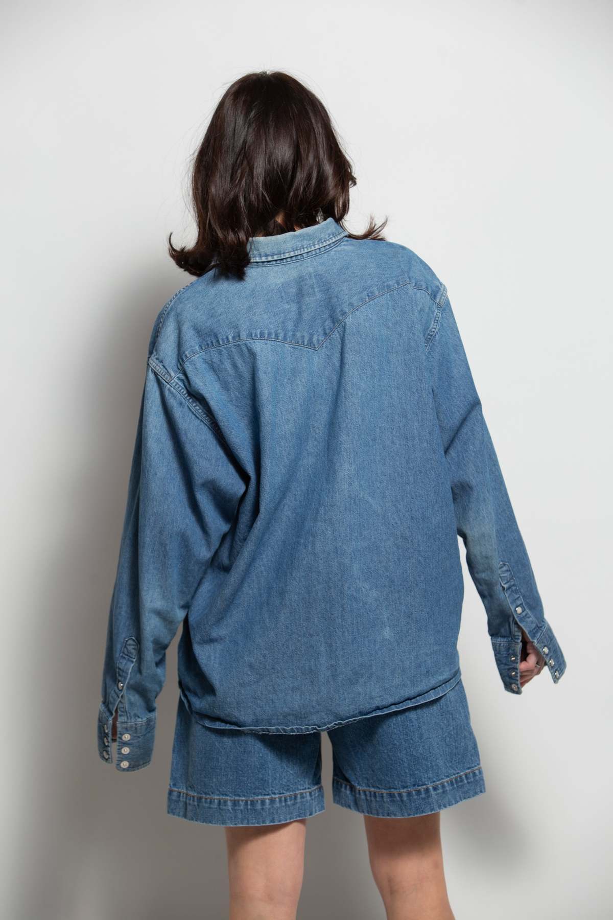 Wrangler Denim Pearl Snap Shirt - Denim Blue - Image 6 of 6