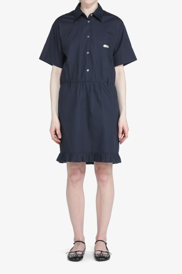 No. 21 Short Sleeve Poplin Dress - Blue