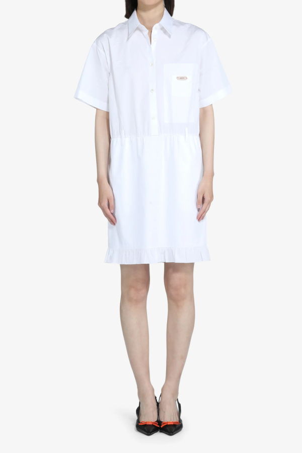 No. 21 Short Sleeve Poplin Dress - White