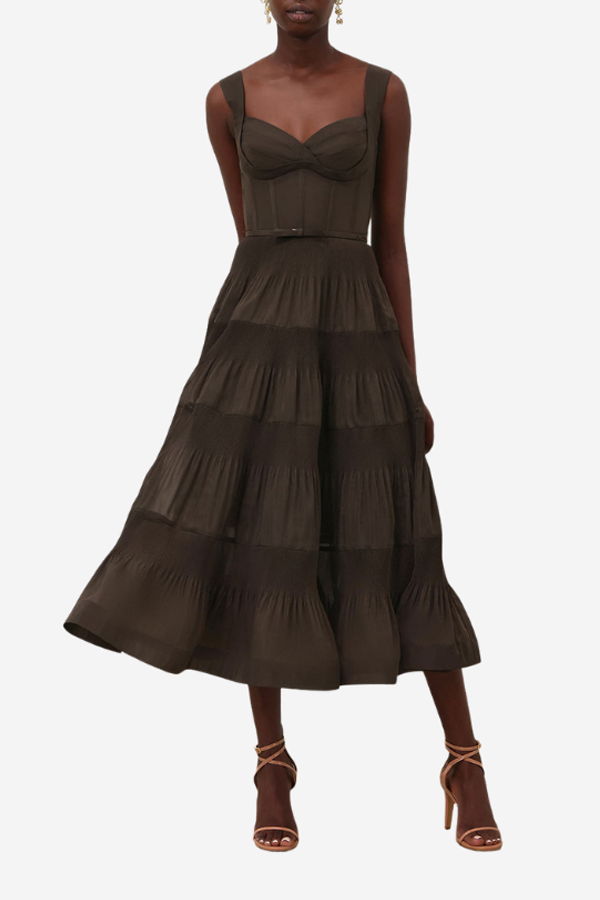 Zimmermann Pleated Draped Midi Dress