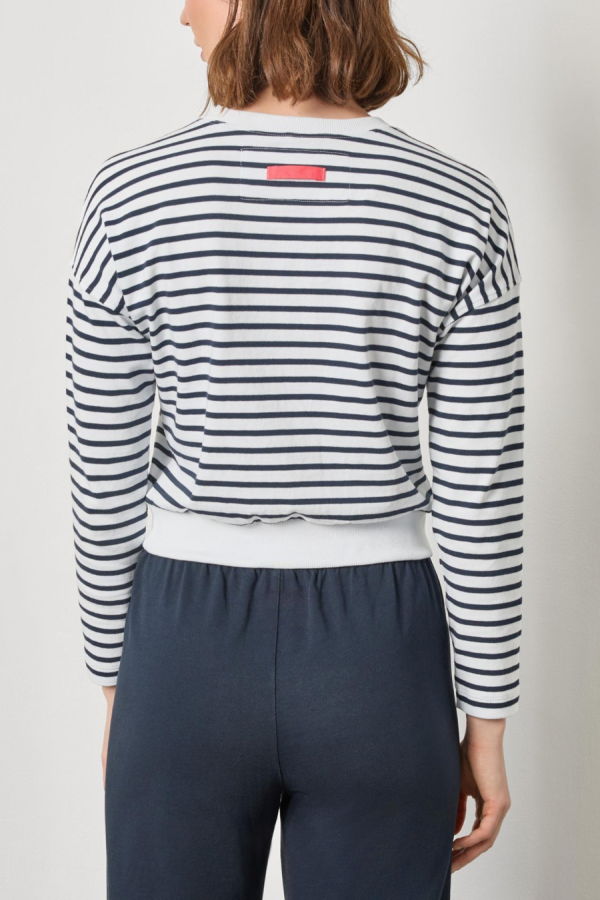 Lilla P. Rib Trim Cardigan - Navy Stripe