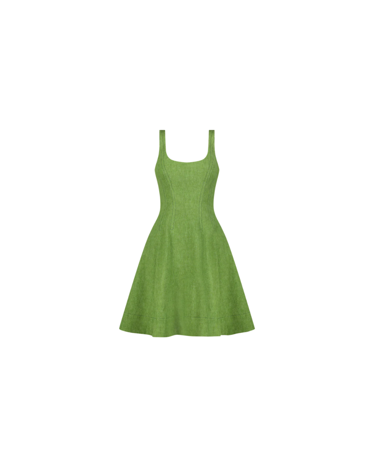 Lela Rose Stretch Denim Seamed Dress - Cactus - Image 1 of 4