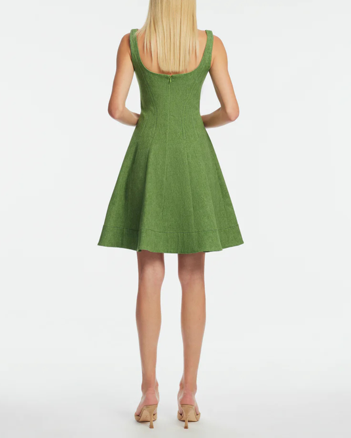 Lela Rose Stretch Denim Seamed Dress - Cactus - Image 4 of 4