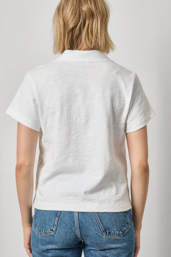 Lilla P. Vintage Short Sleeve Polo Sweater - White