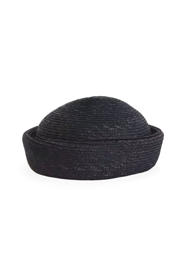 London Atelier Byproduct Black Straw Pillbox Hat