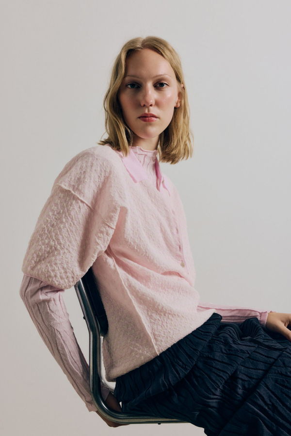Rus Mantel Polo Top - Pale Pink