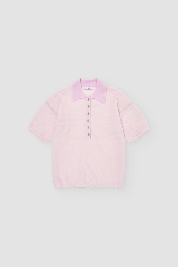 Rus Mantel Polo Top - Pale Pink