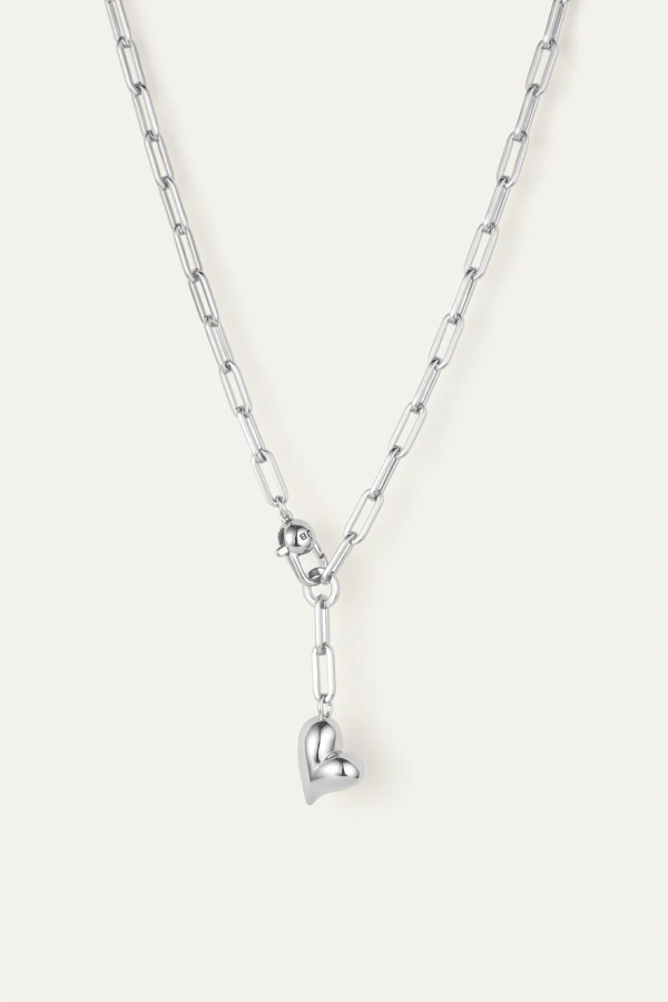 Jenny Bird Puffy Heart Necklace - Silver