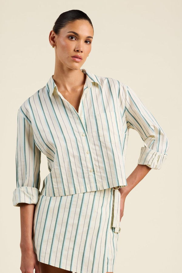 Trovata Nessa Shirt - Verde Stripes